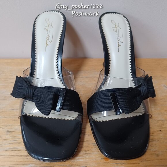 *𝓥𝓲𝓷𝓽𝓪𝓰𝓮 𝓛𝓾𝓬𝔂 𝓟𝓮𝓻𝓮𝓭𝓪 Patent Leather Vinyl Mule Heels M ⚫ - Picture 2 of 9